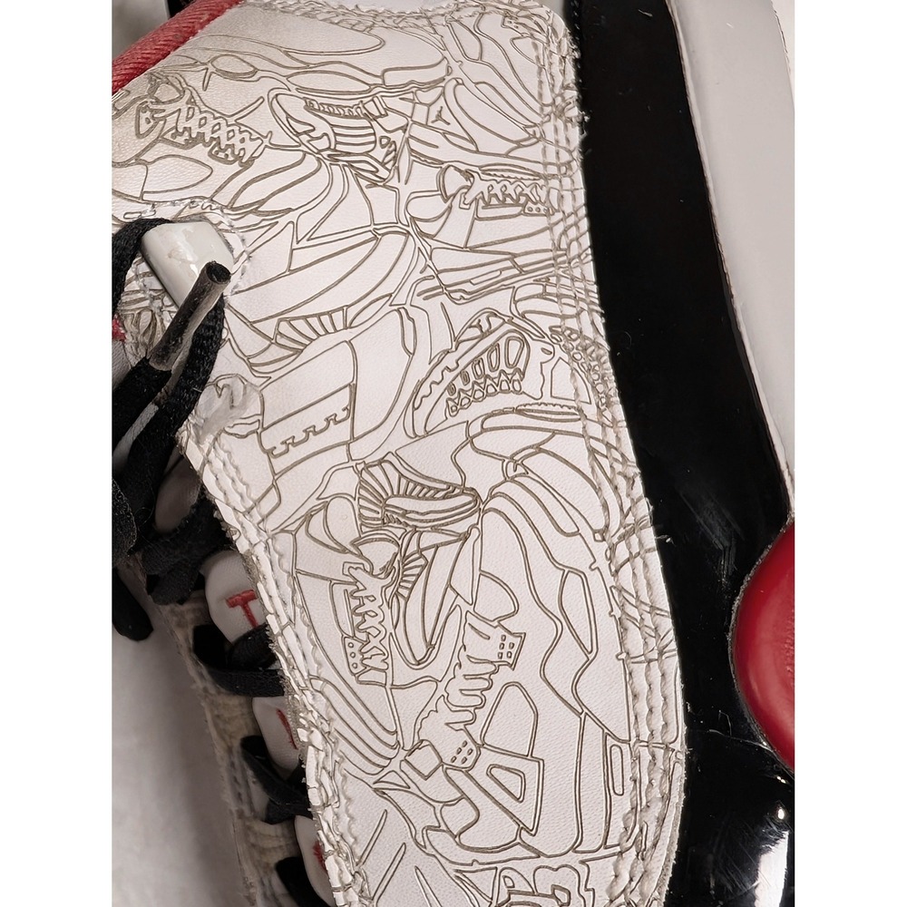 Jordan Dub Zero White Fire Red Black Laser Etched Kids Shoes Size 7Y - Picture 3 of 12